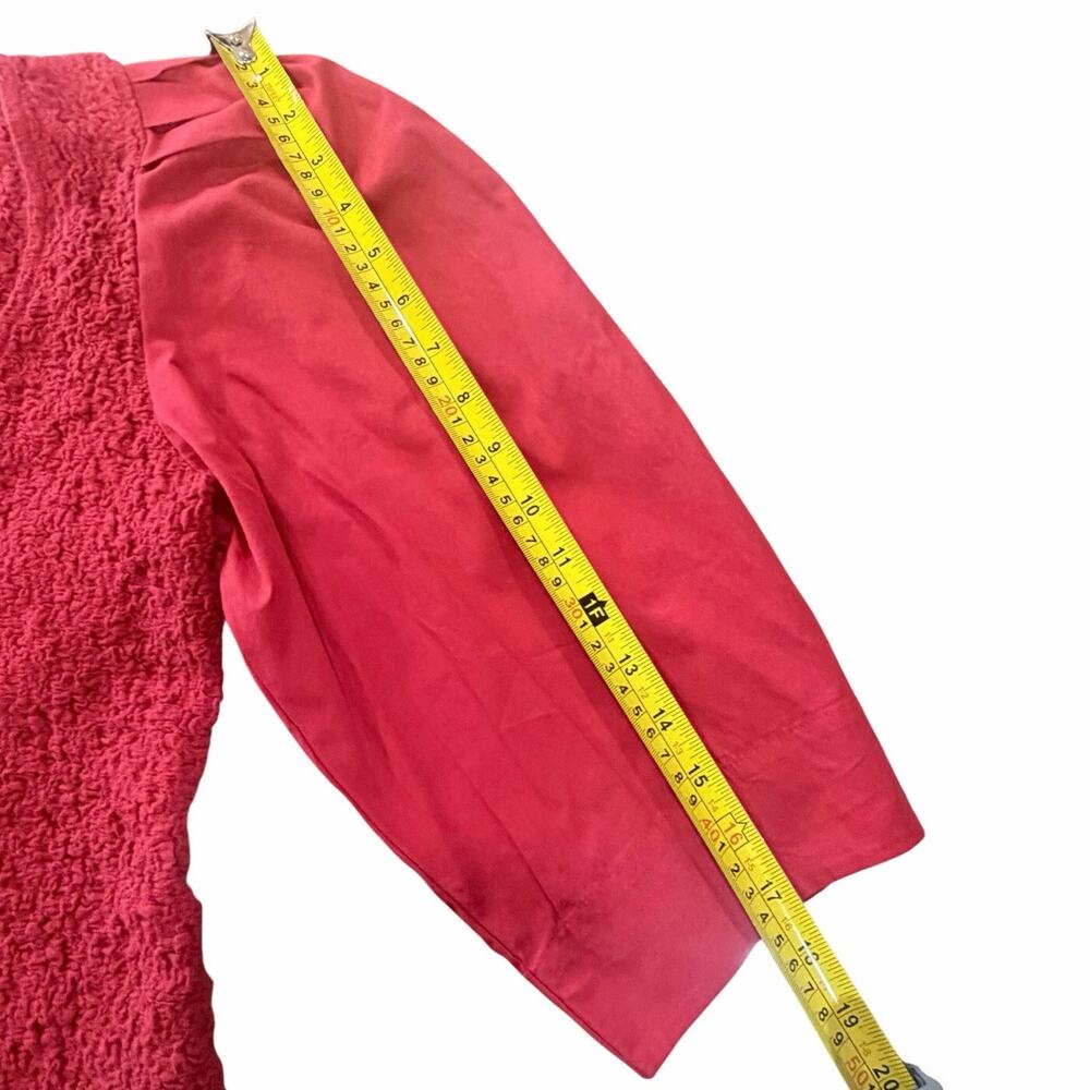 Anthropologie Red Smocked Cardigan Top Button Blouse Tagged XL Fits Like M / L - Picture 11 of 16
